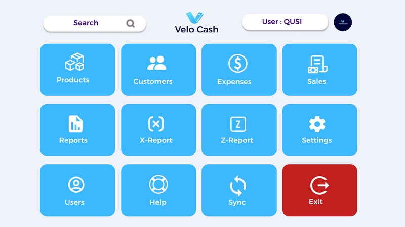 מסך הקופה הראשי של Velo Cash